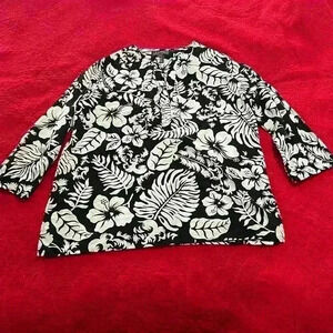 Ralph Lauren Black/White Floral Blouse‎ - size MP